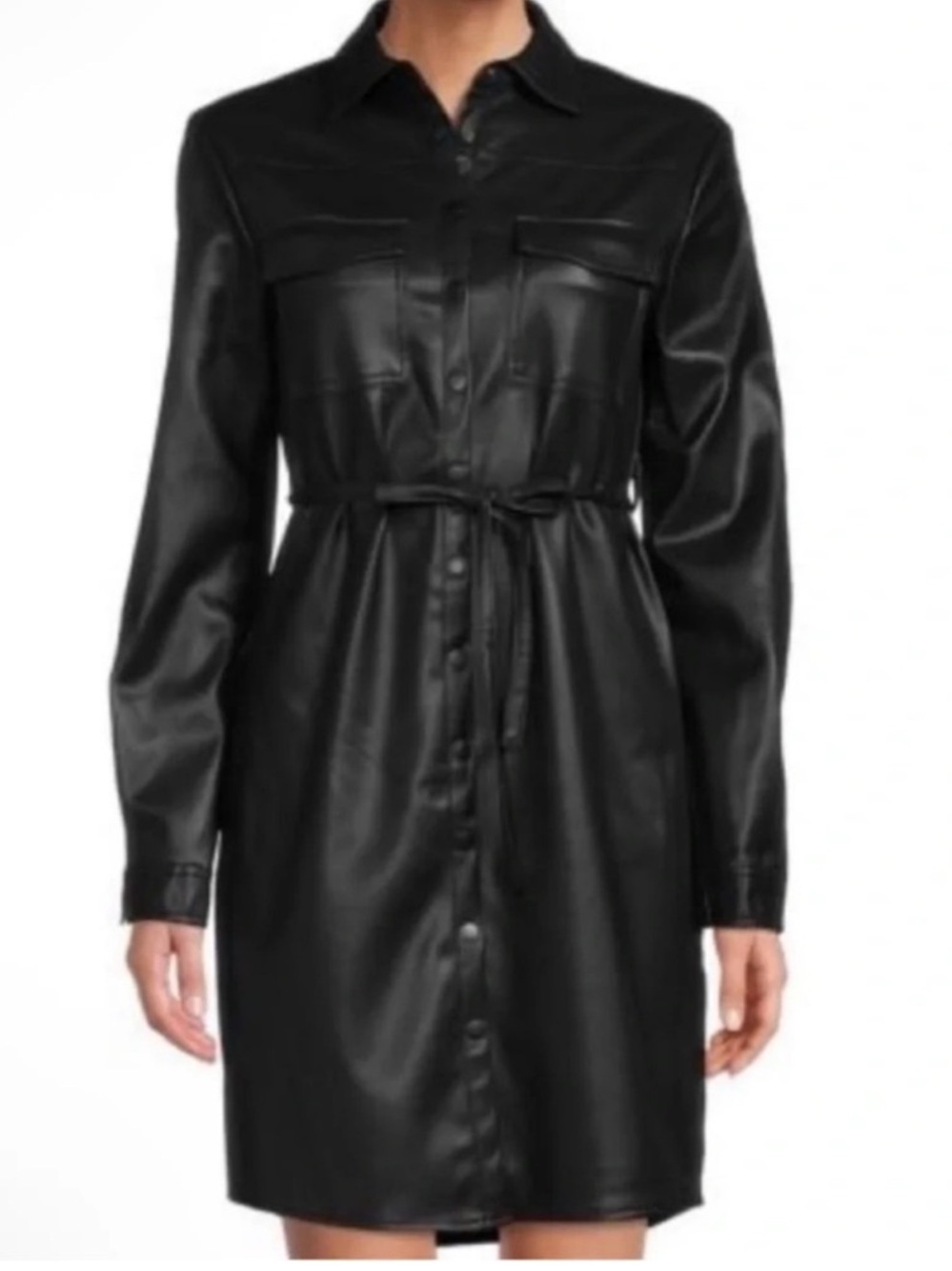NWT TRUTH BY REPUBLIC Faux Leather Shirtdress with a belt size S